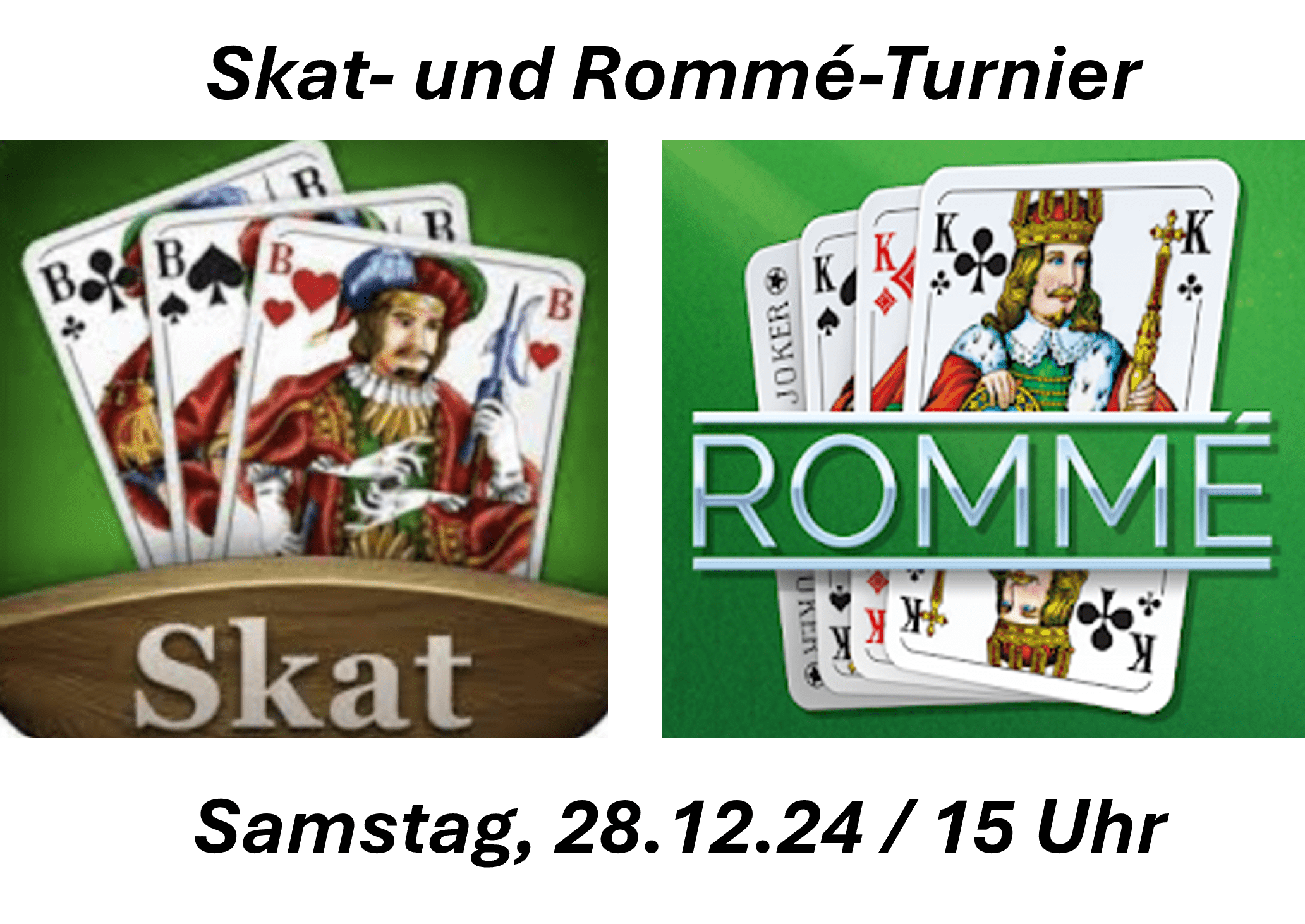 Skat- und Rommé Turnier am 28.12. um 15 Uhr