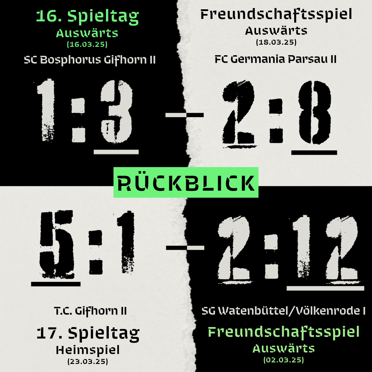 Freundschaftsspiele – 16. & 17. Spieltag 24/25